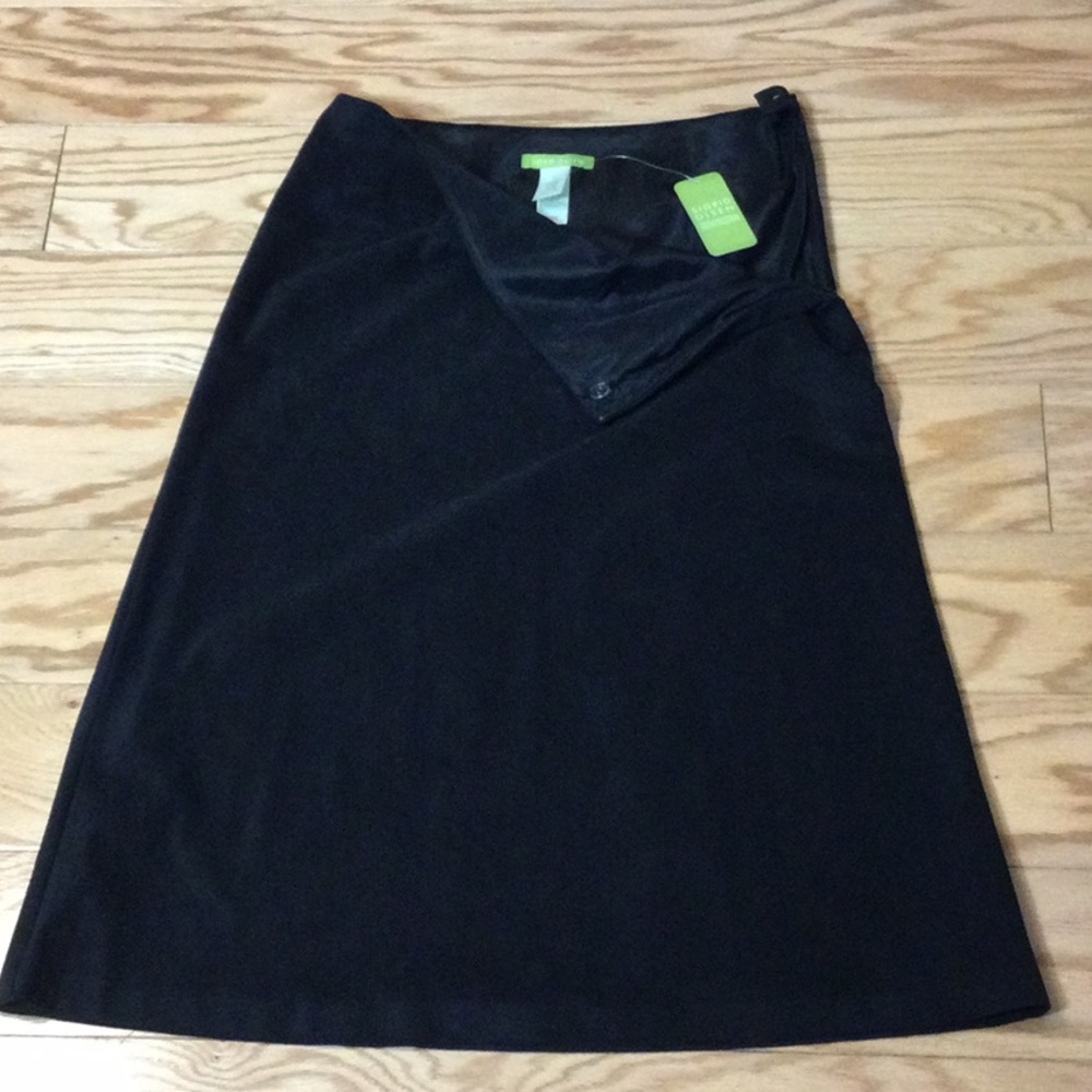 Sigrid Olsen Black Midi A-Line Skirt